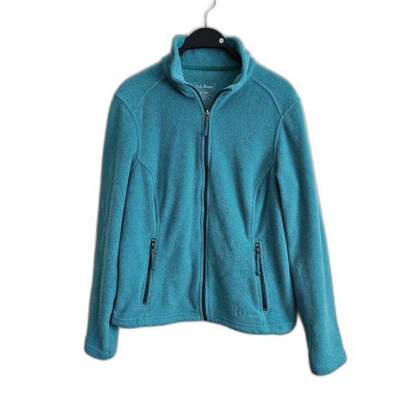 L.L. Bean Fleece Jacket WOMEN'S S Lightweight Fitted Full Zip Long Sleeve Teal - Picture 2 of 6